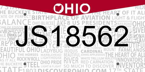 JS18562 Ohio License Plate