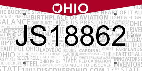 JS18862 Ohio License Plate