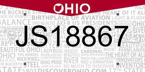 JS18867 Ohio License Plate