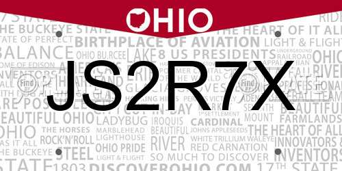 JS2R7X Ohio License Plate