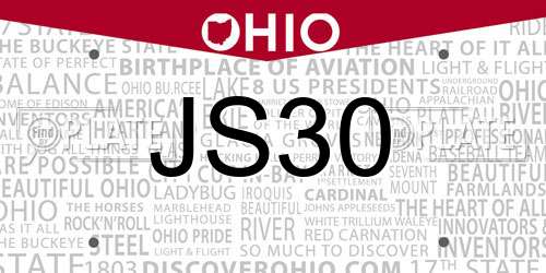 JS30 Ohio License Plate