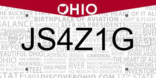 JS4Z1G Ohio License Plate