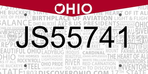 JS55741 Ohio License Plate
