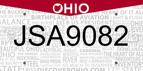 JSA9082 Ohio License Plate