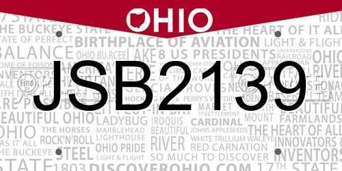JSB2139 Ohio License Plate