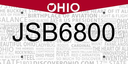 JSB6800 Ohio License Plate