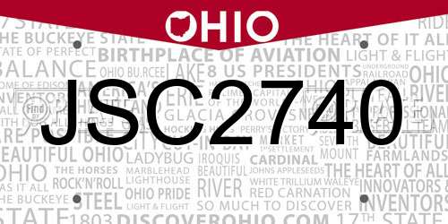 JSC2740 Ohio License Plate