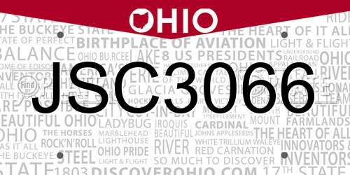 JSC3066 Ohio License Plate