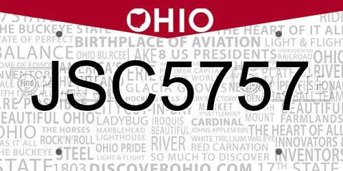 JSC5757 Ohio License Plate