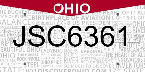 JSC6361 Ohio License Plate