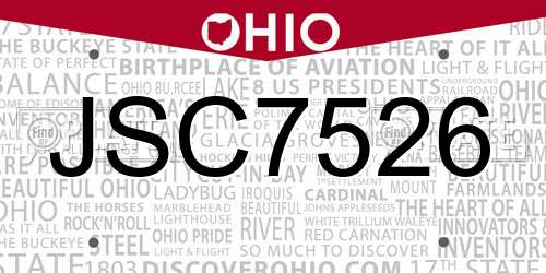 JSC7526 Ohio License Plate