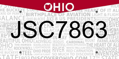 JSC7863 Ohio License Plate