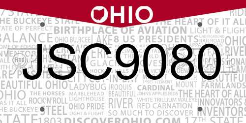 JSC9080 Ohio License Plate