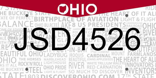 JSD4526 Ohio License Plate
