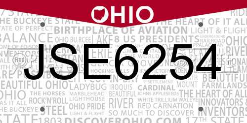 JSE6254 Ohio License Plate