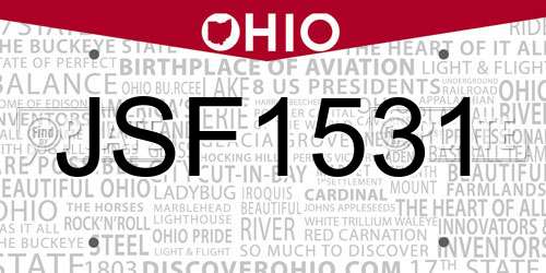 JSF1531 Ohio License Plate