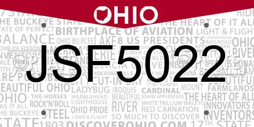 JSF5022 Ohio License Plate
