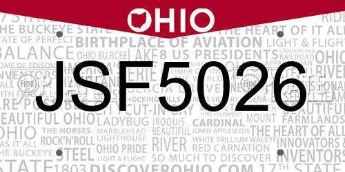 JSF5026 Ohio License Plate
