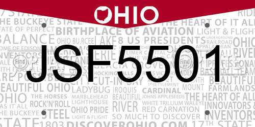 JSF5501 Ohio License Plate
