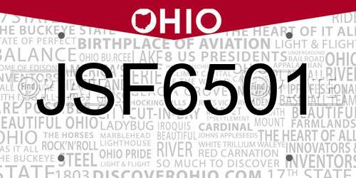JSF6501 Ohio License Plate