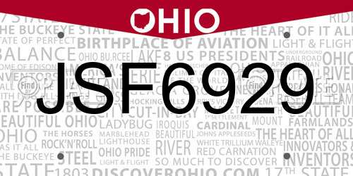 JSF6929 Ohio License Plate