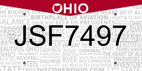JSF7497 Ohio License Plate