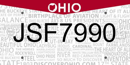 JSF7990 Ohio License Plate