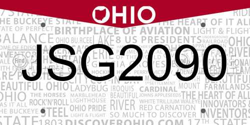 JSG2090 Ohio License Plate