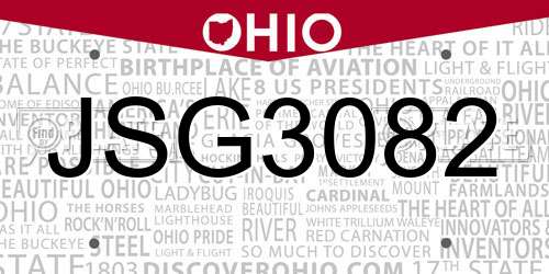 JSG3082 Ohio License Plate