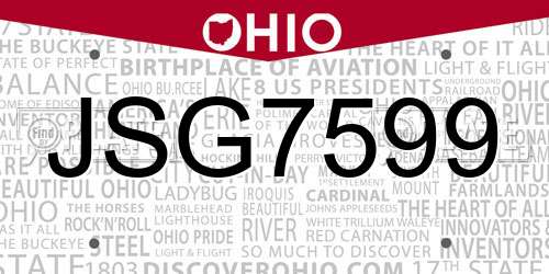 JSG7599 Ohio License Plate