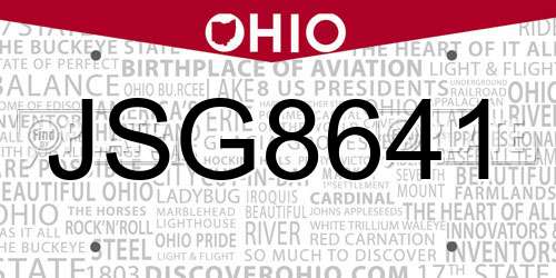 JSG8641 Ohio License Plate
