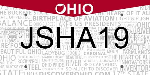 JSHA19 Ohio License Plate