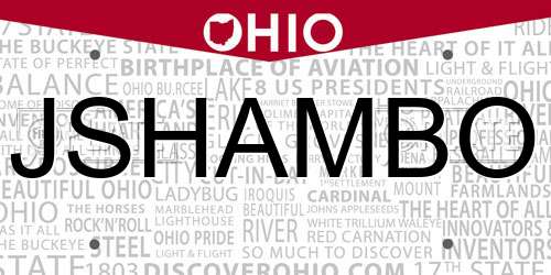 JSHAMBO Ohio License Plate