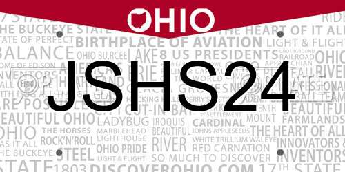 JSHS24 Ohio License Plate