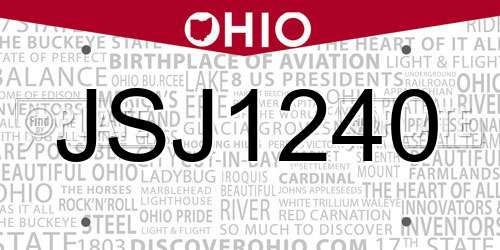 JSJ1240 Ohio License Plate