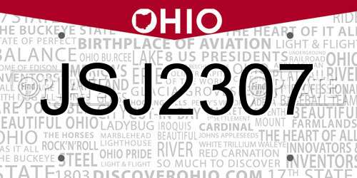 JSJ2307 Ohio License Plate