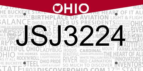 JSJ3224 Ohio License Plate