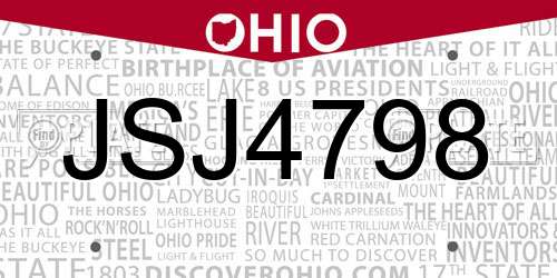 JSJ4798 Ohio License Plate