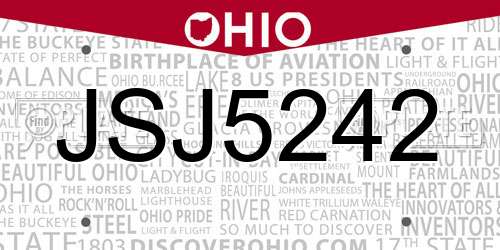 JSJ5242 Ohio License Plate