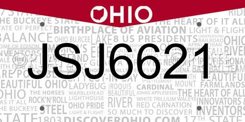 JSJ6621 Ohio License Plate