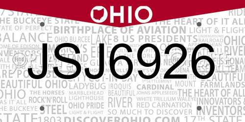 JSJ6926 Ohio License Plate