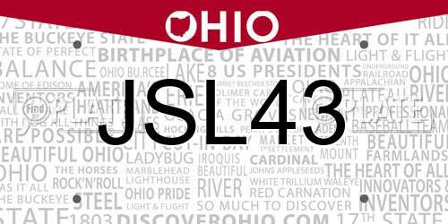 JSL43 Ohio License Plate