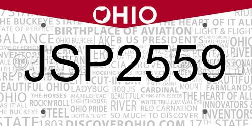 JSP2559 Ohio License Plate
