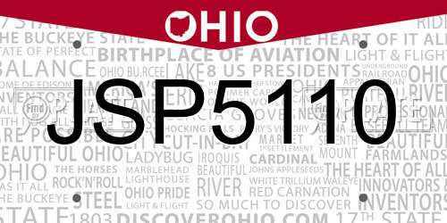 JSP5110 Ohio License Plate