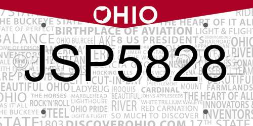 JSP5828 Ohio License Plate
