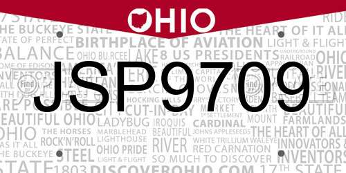 JSP9709 Ohio License Plate