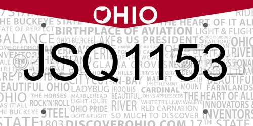 JSQ1153 Ohio License Plate