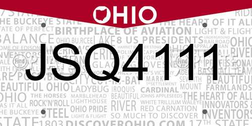 JSQ4111 Ohio License Plate