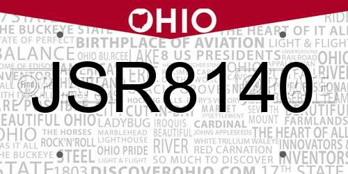 JSR8140 Ohio License Plate