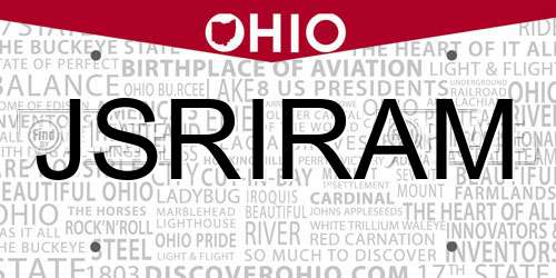 JSRIRAM Ohio License Plate